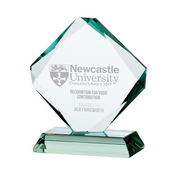 15mm Premium Jade Glass 125mm Height in a Blue Satin Lined Presentation Box