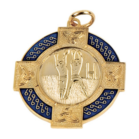 Gaelic Football Gold Medal with Blue Enamel 33mm