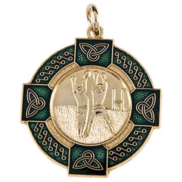 Gaelic Football Gold Medal with Green Enamel 33mm